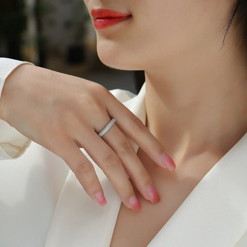 WUIHA 100% 925 Sterling Silver VVS1 D Color GRA Real Moissanite Diamonds Wedding Band Engagement Ring Fine Jewelry Wholesale