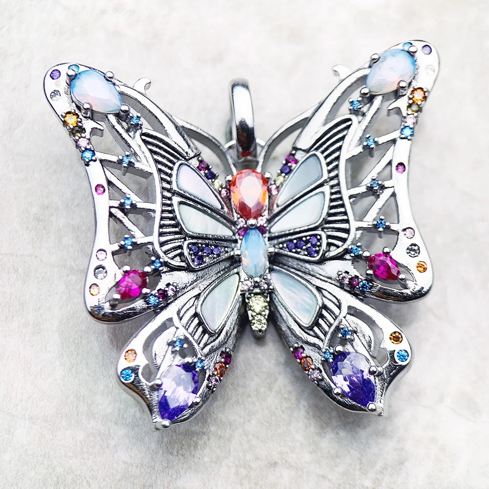 Pendant Colourful Butterfly 2022 Brand New Fine Jewelry Europe 925 Sterling Silver Bohemia Gift For Women