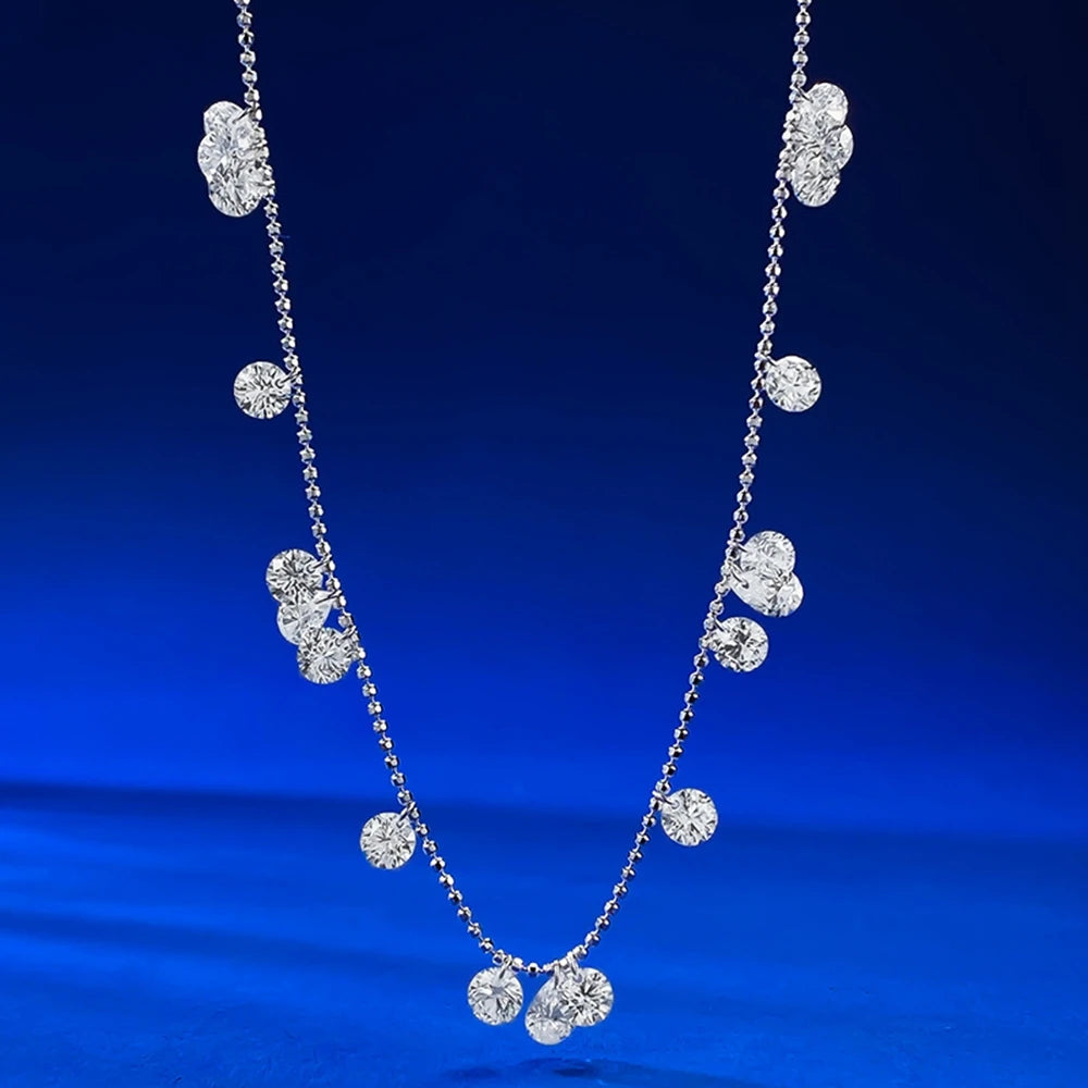 Wong Rain 100% 925 Sterling Silver Round Cut Lab Pink Sapphire Gemstone Pendant Necklace for Women Jewelry Girls Gifts Wholesale