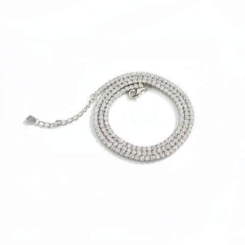 ANDYWEN 925 Sterling Silver 2022 Gold 2mm Tennis CZ Chain Necklace Long Choker Women Crystal Luxury Fine Jewelry Gift