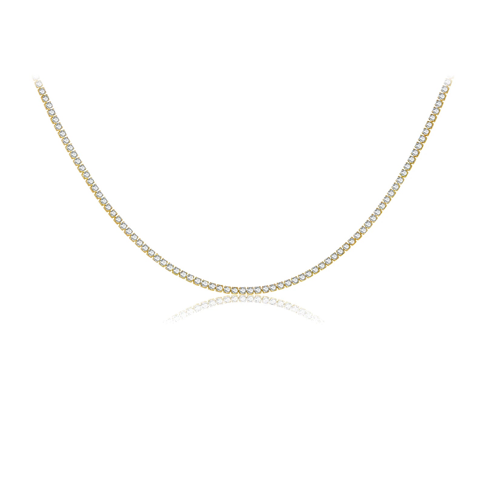 ANDYWEN 925 Sterling Silver 2022 Gold 2mm Tennis CZ Chain Necklace Long Choker Women Crystal Luxury Fine Jewelry Gift