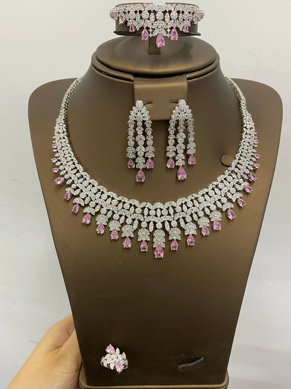 Famous Tassel Necklace Earrings Set Cubic Zircon Jewelry Set Dubai Bridal Jewelry Sets Wedding Party Gift Brides Accessories