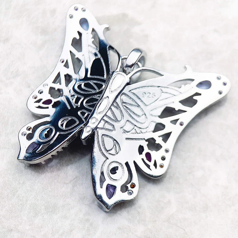 Pendant Colourful Butterfly 2022 Brand New Fine Jewelry Europe 925 Sterling Silver Bohemia Gift For Women