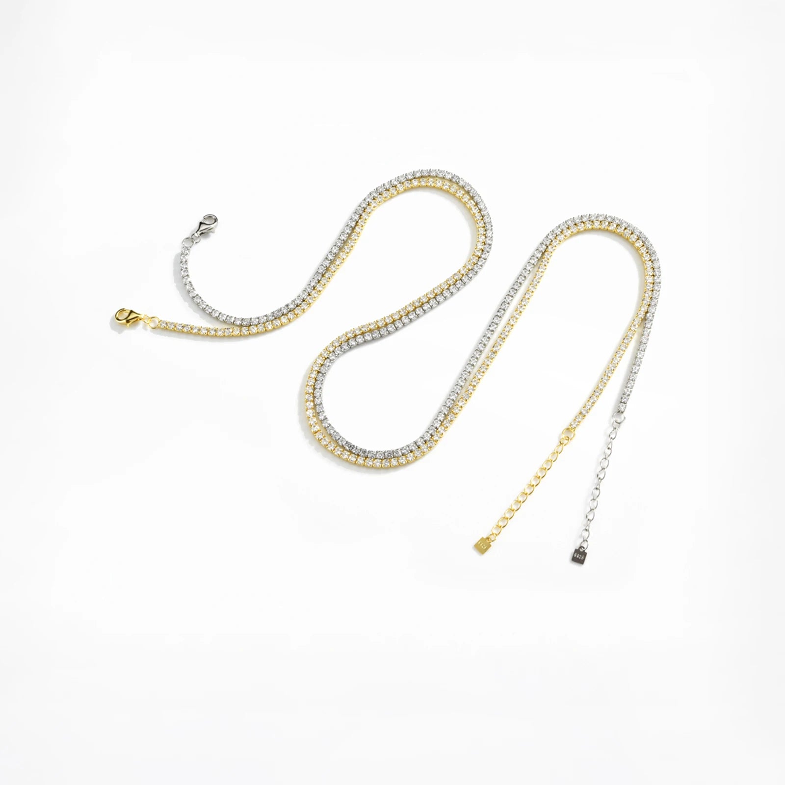 ANDYWEN 925 Sterling Silver 2022 Gold 2mm Tennis CZ Chain Necklace Long Choker Women Crystal Luxury Fine Jewelry Gift