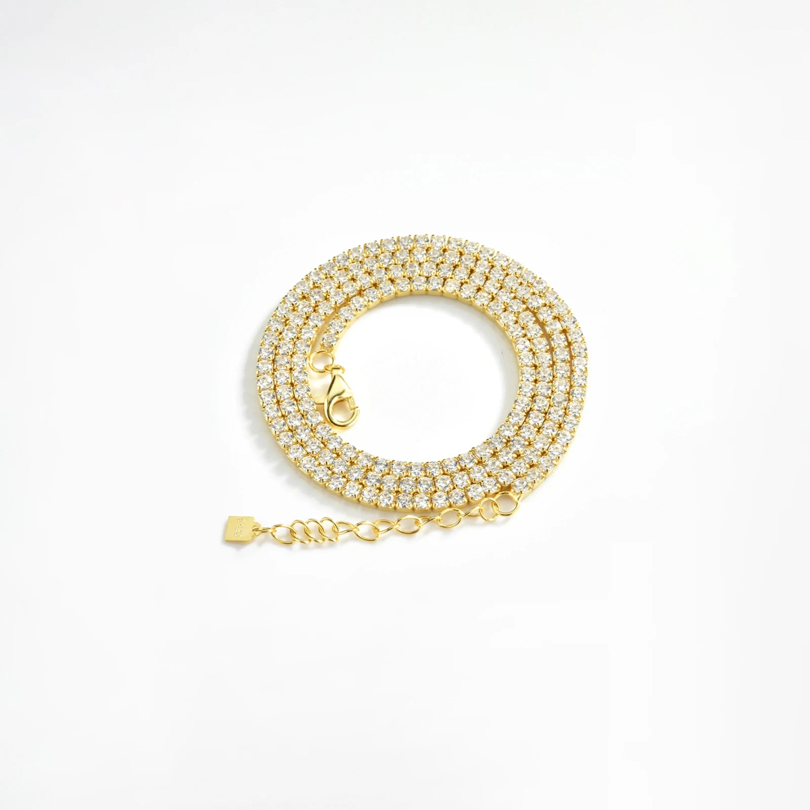 ANDYWEN 925 Sterling Silver 2022 Gold 2mm Tennis CZ Chain Necklace Long Choker Women Crystal Luxury Fine Jewelry Gift