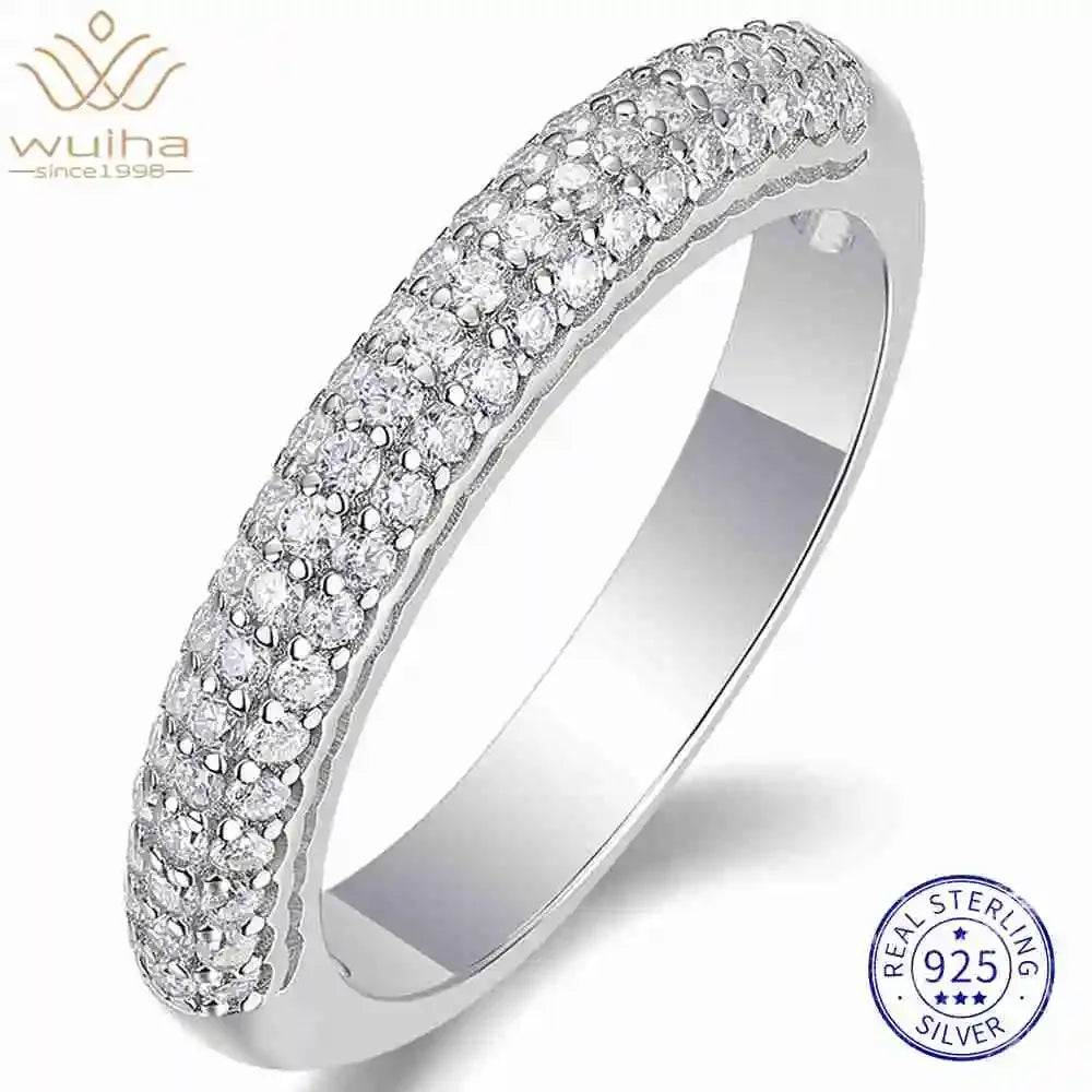 WUIHA 100% 925 Sterling Silver VVS1 D Color GRA Real Moissanite Diamonds Wedding Band Engagement Ring Fine Jewelry Wholesale